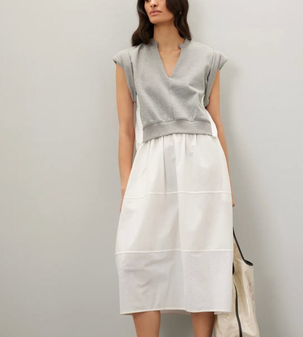 Phillip Lim White Sweatshirt Midi Dress SMALL Oversize Streetwear Designer $500